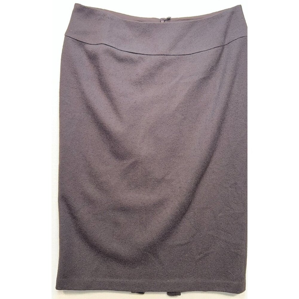 Lafayette 148 NY Womens Wool Pencil Skirt Flat Front Size 8 Purple Back Zip Slit